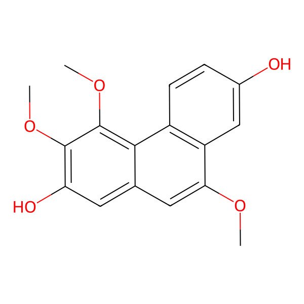 2D Structure of 3,4,9-Trimethoxy-2,7-phenanthrenediol
