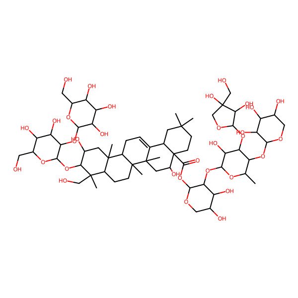 2D Structure of [(2S,3R,4S,5S)-3-[(2S,3R,4S,5S,6S)-4-[(2S,3R,4R)-3,4-dihydroxy-4-(hydroxymethyl)oxolan-2-yl]oxy-3-hydroxy-6-methyl-5-[(2S,3R,4S,5R)-3,4,5-trihydroxyoxan-2-yl]oxyoxan-2-yl]oxy-4,5-dihydroxyoxan-2-yl] (4aR,5R,6aR,6aS,6bR,8aR,9R,10R,11S,12aR,14bS)-10-[(2R,3R,4S,5S,6R)-4,5-dihydroxy-6-(hydroxymethyl)-3-[(2S,3R,4S,5S,6R)-3,4,5-trihydroxy-6-(hydroxymethyl)oxan-2-yl]oxyoxan-2-yl]oxy-5,11-dihydroxy-9-(hydroxymethyl)-2,2,6a,6b,9,12a-hexamethyl-1,3,4,5,6,6a,7,8,8a,10,11,12,13,14b-tetradecahydropicene-4a-carboxylate