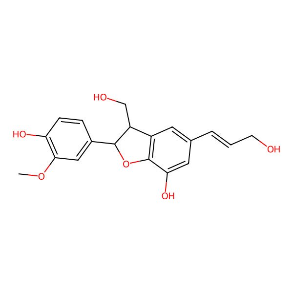 2D Structure of (2R,3S)-2-(4-hydroxy-3-methoxyphenyl)-3-(hydroxymethyl)-5-[(E)-3-hydroxyprop-1-enyl]-2,3-dihydro-1-benzofuran-7-ol