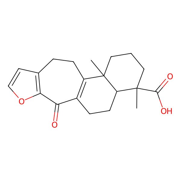 2D Structure of (2S,6S,7R)-2,6-dimethyl-11-oxo-13-oxatetracyclo[8.8.0.02,7.012,16]octadeca-1(10),12(16),14-triene-6-carboxylic acid