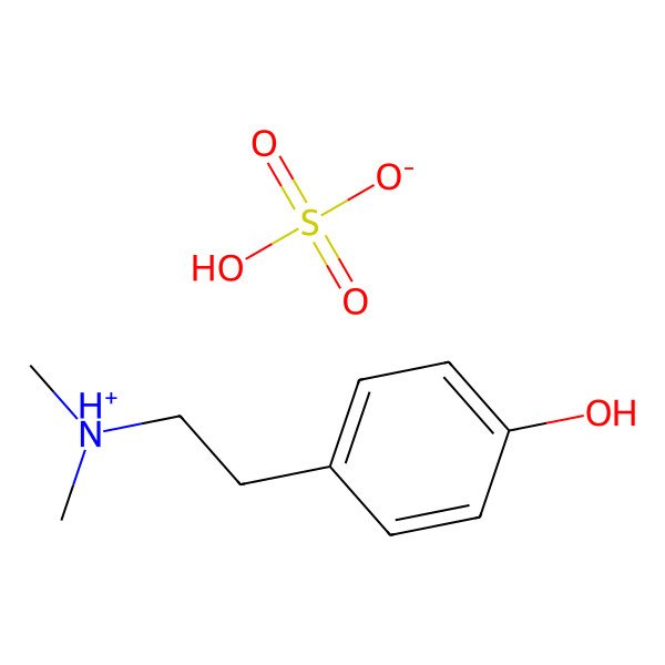 2D Structure of Hydrogen sulfate;2-(4-hydroxyphenyl)ethyl-dimethylazanium