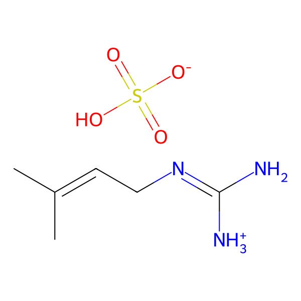 2D Structure of hydrogen sulfate;[N'-(3-methylbut-2-enyl)carbamimidoyl]azanium