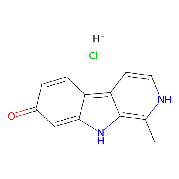 2D Structure of Hydron;1-methyl-2,9-dihydropyrido[3,4-b]indol-7-one;chloride