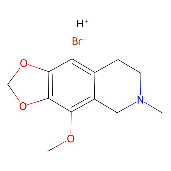 2D Structure of hydron;4-methoxy-6-methyl-7,8-dihydro-5H-[1,3]dioxolo[4,5-g]isoquinoline;bromide