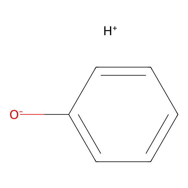 2D Structure of Hydron;phenoxide