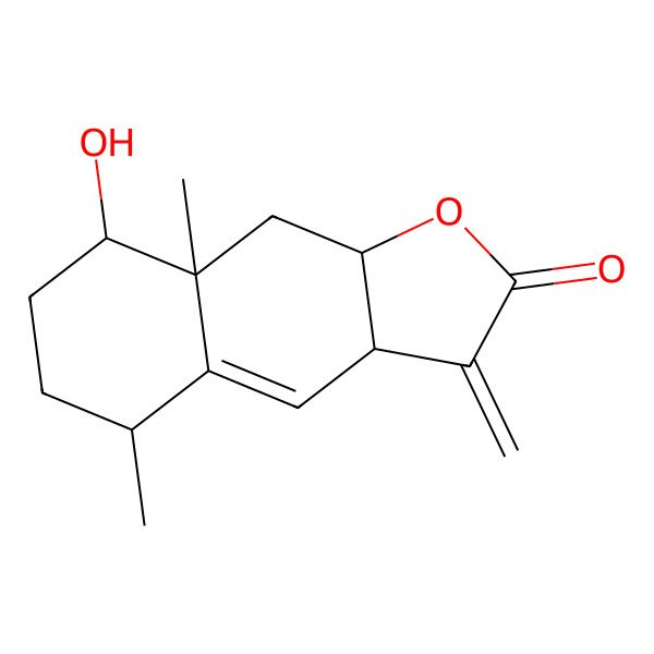 2D Structure of (5S,8R,8aR)-8-hydroxy-5,8a-dimethyl-3-methylidene-5,6,7,8,9,9a-hexahydro-3aH-benzo[f][1]benzofuran-2-one