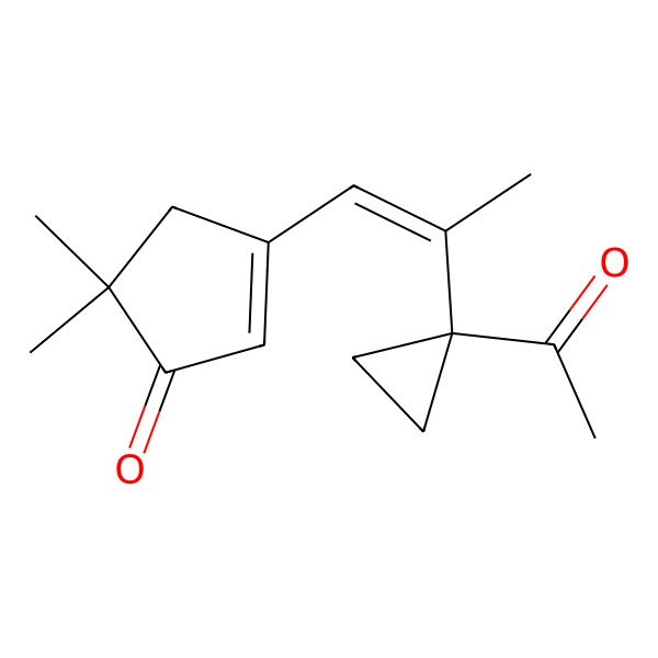 2D Structure of 3-[(Z)-2-(1-acetylcyclopropyl)prop-1-enyl]-5,5-dimethylcyclopent-2-en-1-one