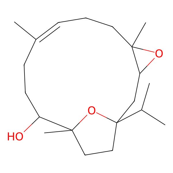 2D Structure of 1-Isopropyl-5,9,13-trimethyl-4,16-dioxatricyclo[11.2.1.03,5]hexadec-8-en-12-ol