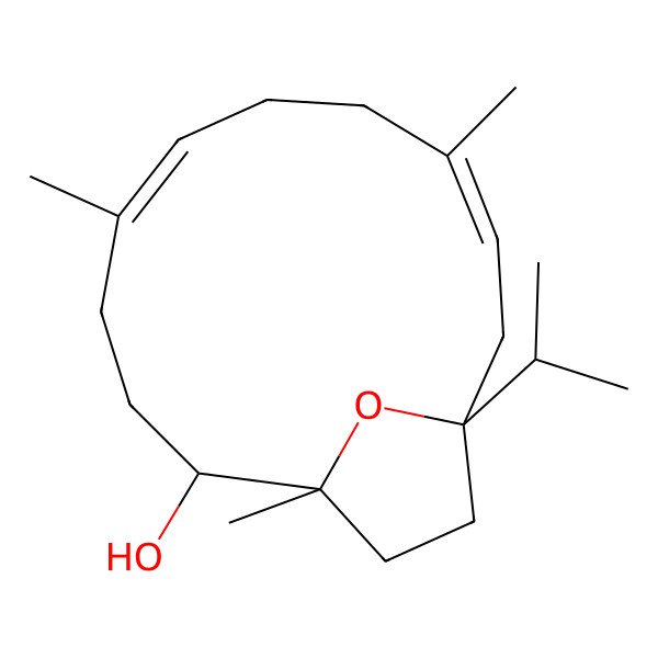 2D Structure of 15-Oxabicyclo[10.2.1]pentadeca-5,9-dien-2-ol, 12-isopropyl-1,5,9-trimethyl-