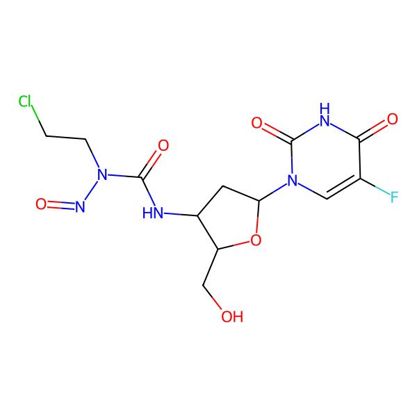 2D Structure of 3'-(3-(2-Chloroethyl)-3-nitrosoureido)-2',3'-dideoxy-5-fluorouridine