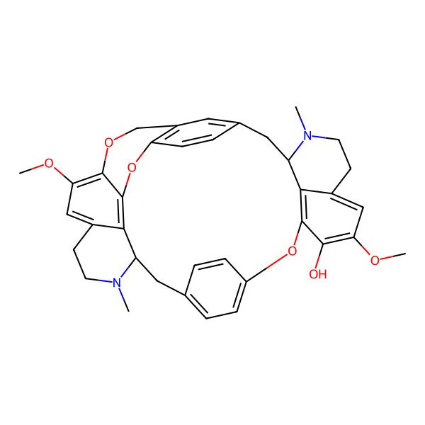 2D Structure of (1R,16R)-10,26-dimethoxy-15,31-dimethyl-7,24,34-trioxa-15,31-diazaoctacyclo[19.10.3.23,6.18,12.118,22.025,33.028,32.016,36]octatriaconta-3(38),4,6(37),8(36),9,11,18(35),19,21,25,27,32-dodecaen-9-ol
