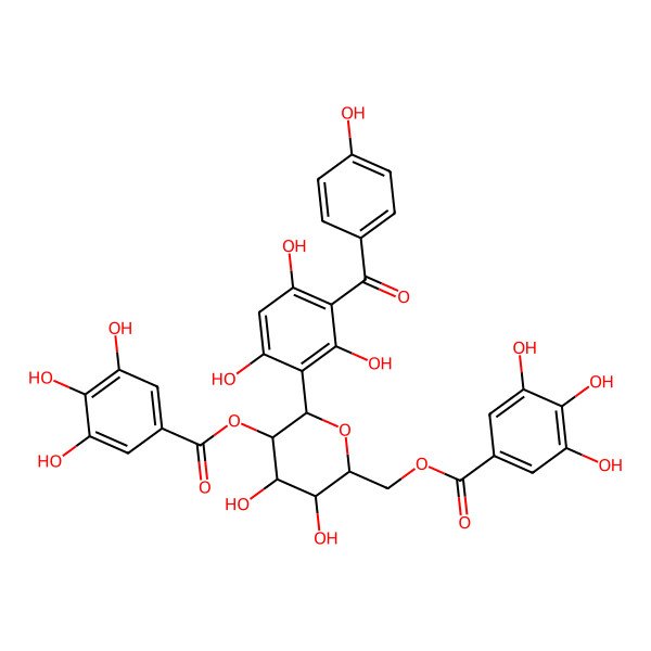 2D Structure of [3-[2,6-Bis-O-(3,4,5-trihydroxybenzoyl)-I(2)-D-glucopyranosyl]-2,4,6-trihydroxyphenyl](4-hydroxyphenyl)methanone