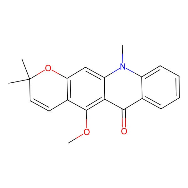 2D Structure of 5-Methoxy-2,2,11-trimethylpyrano[3,2-b]acridin-6-one