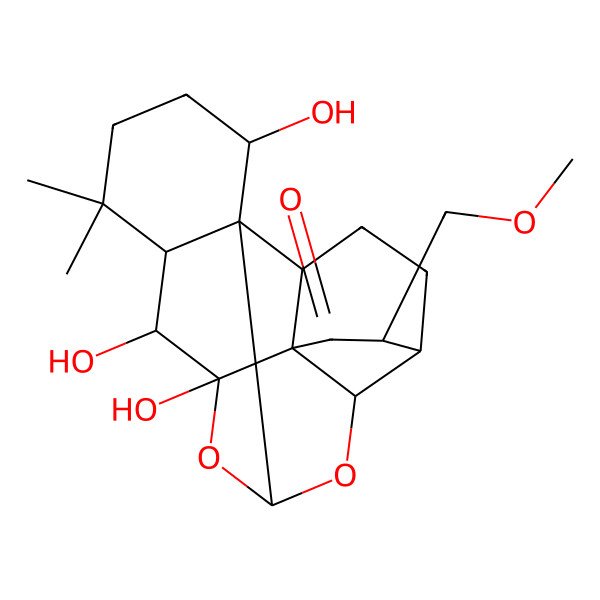 2D Structure of (1R,2S,5S,6S,8R,9S,11S,13S,14S,15R,19S)-13,14,19-trihydroxy-6-(methoxymethyl)-16,16-dimethyl-10,12-dioxahexacyclo[9.8.0.01,15.02,8.05,9.08,13]nonadecan-7-one
