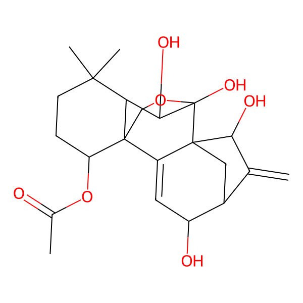 2D Structure of [(1R,4S,5R,7R,8S,9S,10S,11R,15S)-4,7,9,10-tetrahydroxy-12,12-dimethyl-6-methylidene-17-oxapentacyclo[7.6.2.15,8.01,11.02,8]octadec-2-en-15-yl] acetate