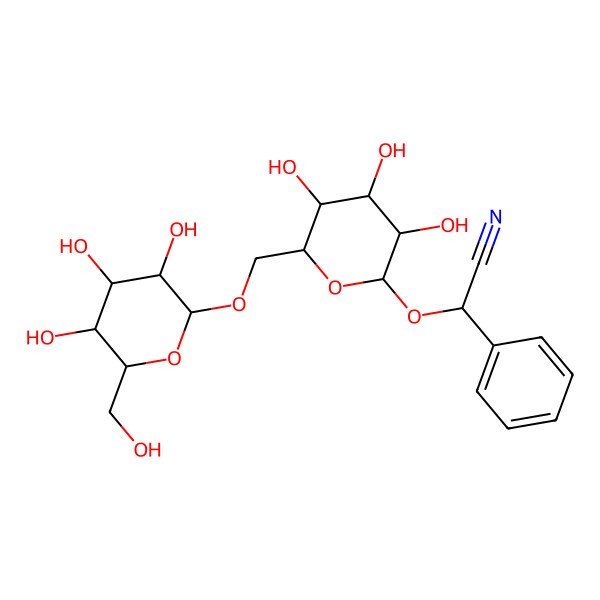 2D Structure of 2-Phenyl-2-(3,4,5-Trihydroxy-6-((3,4,5-Trihydroxy-6-(Hydroxymethyl)Oxan-2-Yl)Oxymethyl)Oxan-2-Yl)Oxyacetonitrile