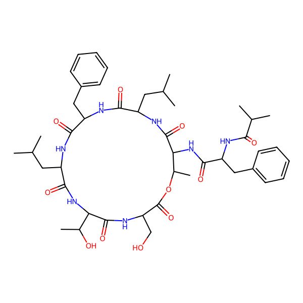 2D Structure of isobutyryl-D-Phe-D-Thr(1)-D-Leu-D-Phe-D-Leu-D-Thr-Ser-(1)