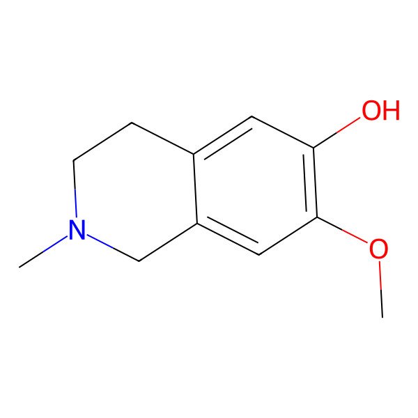 2D Structure of 6-hydroxy-7-methoxy-N-methyl-3,4-dihydroisoquinoline