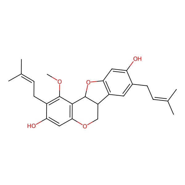 2D Structure of 3,9-Dihydroxy-1-methoxy-2,8-diprenylpterocarpan