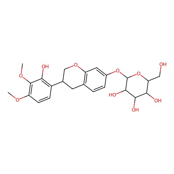 2D Structure of 7,2'-dihydroxy-3',4'-dimethoxyisoflavane-7-O-glucoside 2D Structure of 7,2'-dihydroxy-3',4'-dimethoxyisoflavane-7-O-glucoside