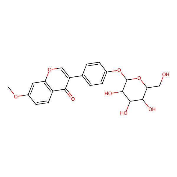 2D Structure of 7-methoxy-3-[4-[(2S,3R,4S,5S,6R)-3,4,5-trihydroxy-6-(hydroxymethyl)oxan-2-yl]oxyphenyl]chromen-4-one
