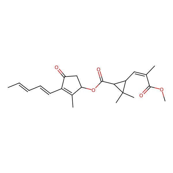 2D Structure of [(1S)-2-methyl-4-oxo-3-[(1E,3E)-penta-1,3-dienyl]cyclopent-2-en-1-yl] (1R,3R)-3-[(E)-3-methoxy-2-methyl-3-oxoprop-1-enyl]-2,2-dimethylcyclopropane-1-carboxylate