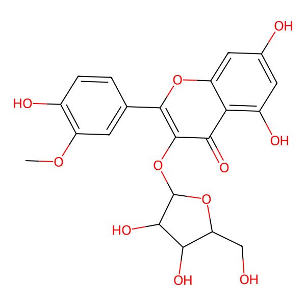 2D Structure of 3-[(2S,3R,4R,5S)-3,4-dihydroxy-5-(hydroxymethyl)oxolan-2-yl]oxy-5,7-dihydroxy-2-(4-hydroxy-3-methoxyphenyl)chromen-4-one