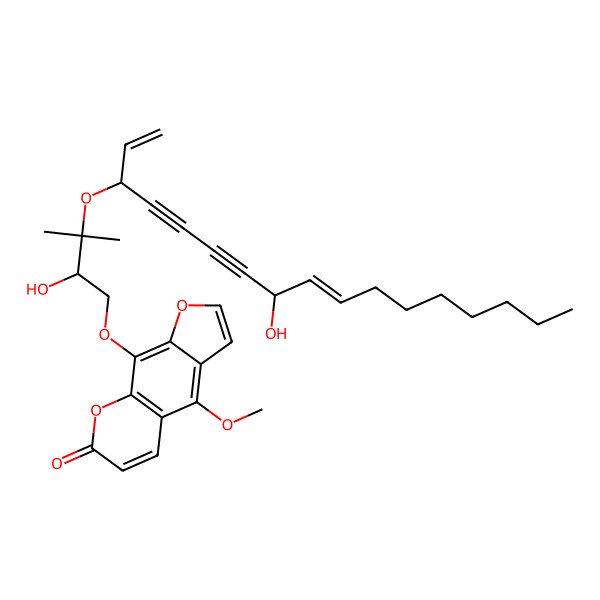 2D Structure of 9-[2-hydroxy-3-[(9Z)-8-hydroxyheptadeca-1,9-dien-4,6-diyn-3-yl]oxy-3-methylbutoxy]-4-methoxyfuro[3,2-g]chromen-7-one