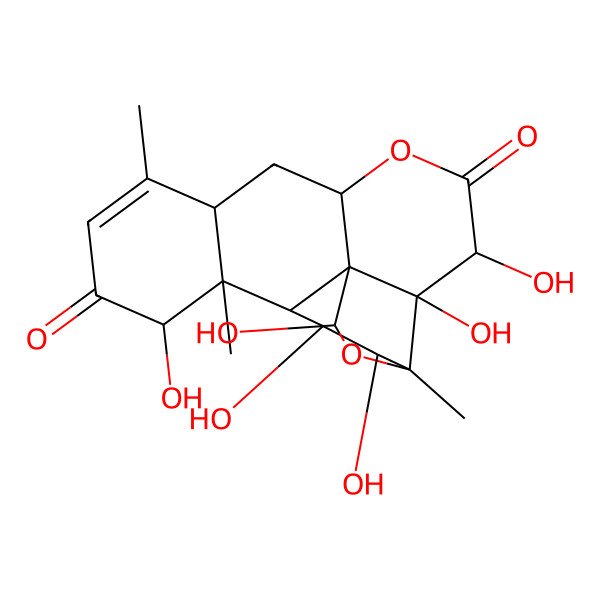 2D Structure of (1R,2R,3R,6R,8S,12S,13S,14R,15R,16S,17R)-2,3,12,15,16,19-hexahydroxy-9,13,17-trimethyl-5,18-dioxapentacyclo[12.5.0.01,6.02,17.08,13]nonadec-9-ene-4,11-dione