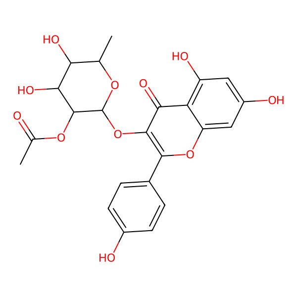 2D Structure of kaempferol-3-O-(2-O-acetyl-alpha-L-rhamnopyranoside)