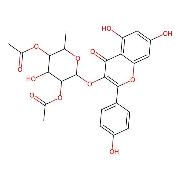 2D Structure of Kaempferol-3-O-(2,4-Di-O-Acetyl-Alpha-L-Rhamnopyranoside)