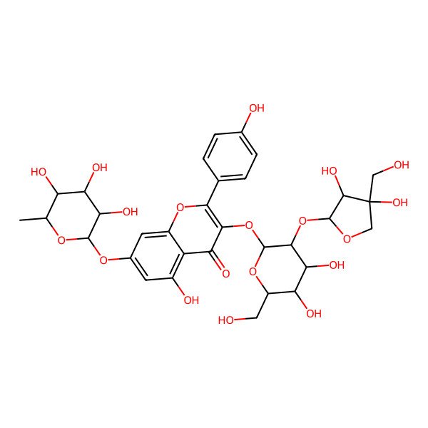 2D Structure of Kaempferol 3-O-beta-D-(2''-O-beta-D-apiofuranosyl)glucop7ranoside 7-O-alpha-L-rhamnopyranoside