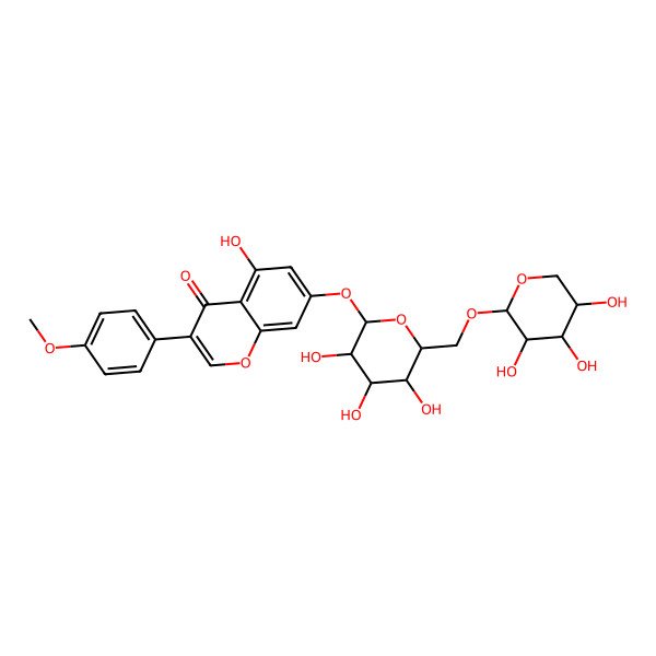 2D Structure of Biochanin A 7-O-xylosyl-(1->6)-glucoside