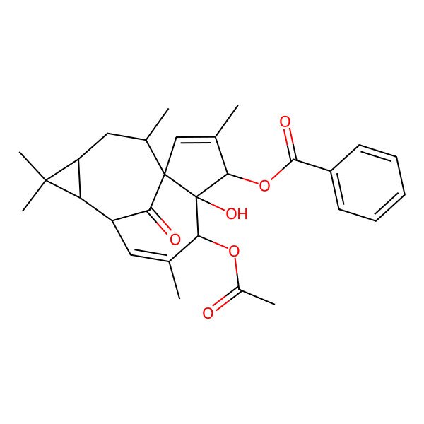 2D Structure of [(4S,5S,6R,9R,10R,14R)-6-acetyloxy-5-hydroxy-3,7,11,11,14-pentamethyl-15-oxo-4-tetracyclo[7.5.1.01,5.010,12]pentadeca-2,7-dienyl] benzoate