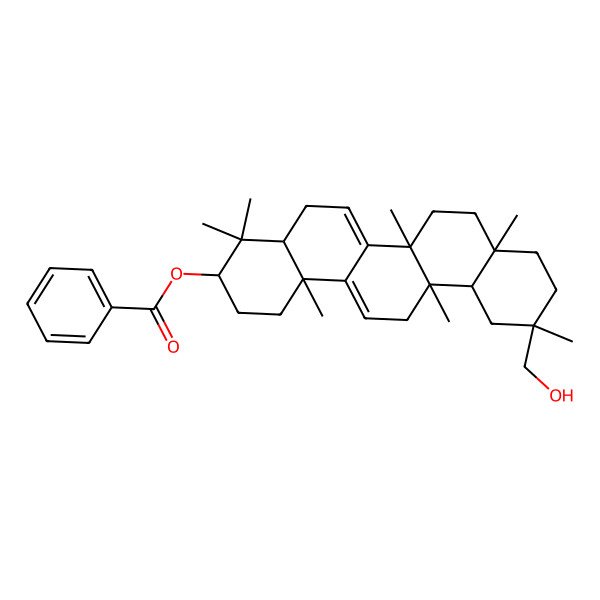 2D Structure of [(3R,4aR,6aS,6bS,8aS,11R,12aR,14bS)-11-(hydroxymethyl)-4,4,6a,6b,8a,11,14b-heptamethyl-1,2,3,4a,5,7,8,9,10,12,12a,13-dodecahydropicen-3-yl] benzoate