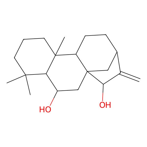 2D Structure of (1S,3S,4R,9S,10S,13R,15R)-5,5,9-trimethyl-14-methylidenetetracyclo[11.2.1.01,10.04,9]hexadecane-3,15-diol