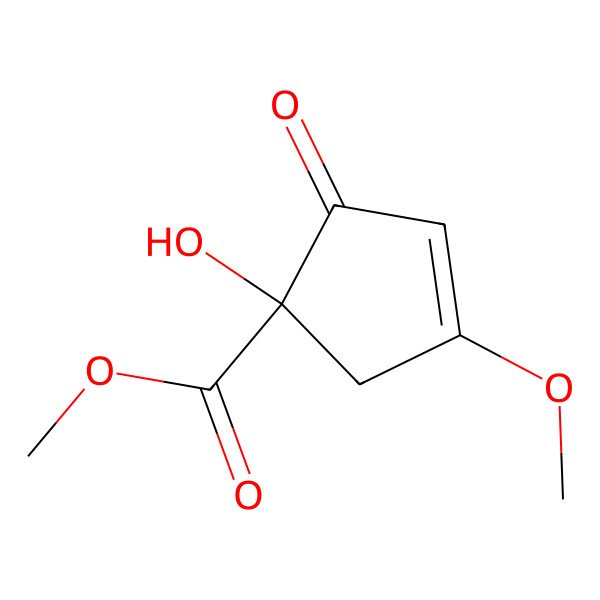 2D Structure of methyl (1R)-1-hydroxy-4-methoxy-2-oxocyclopent-3-ene-1-carboxylate