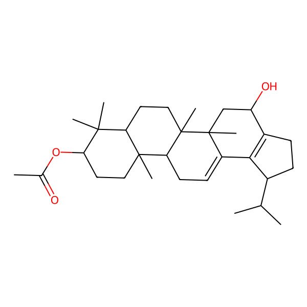 2D Structure of [(1S,4R,5aS,5bR,7aR,9S,11aR,11bR)-4-hydroxy-5a,5b,8,8,11a-pentamethyl-1-propan-2-yl-2,3,4,5,6,7,7a,9,10,11,11b,12-dodecahydro-1H-cyclopenta[a]chrysen-9-yl] acetate