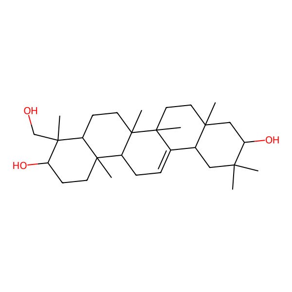 2D Structure of (3S,4S,4aR,6aR,6bS,8aS,10S,12aR,14aR,14bR)-4-(hydroxymethyl)-4,6a,6b,8a,11,11,14b-heptamethyl-1,2,3,4a,5,6,7,8,9,10,12,12a,14,14a-tetradecahydropicene-3,10-diol