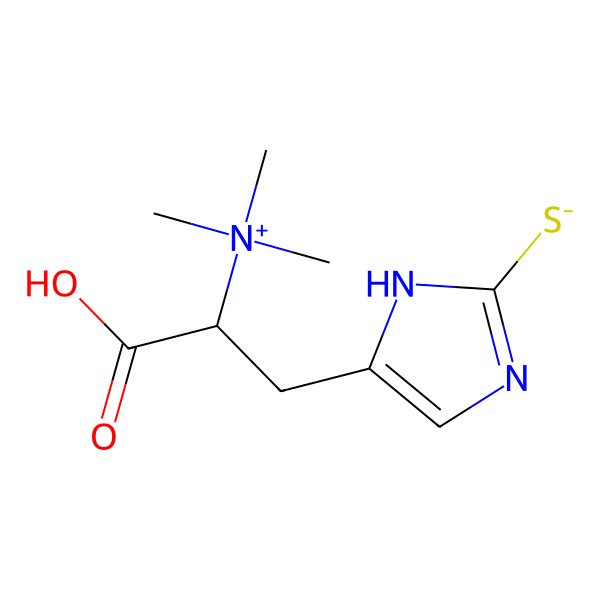 2D Structure of 5-[(2S)-2-carboxy-2-(trimethylazaniumyl)ethyl]-1H-imidazole-2-thiolate