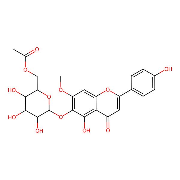 2D Structure of Ladanetin-6-O-|A-(6 inverted exclamation marka inverted exclamation marka-O-acetyl)glucoside