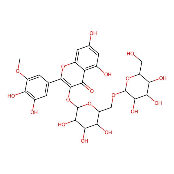 2D Structure of 2-(3,4-dihydroxy-5-methoxyphenyl)-5,7-dihydroxy-3-[(2S,3R,4S,5S,6R)-3,4,5-trihydroxy-6-[[(2R,3R,4S,5S,6R)-3,4,5-trihydroxy-6-(hydroxymethyl)oxan-2-yl]oxymethyl]oxan-2-yl]oxychromen-4-one