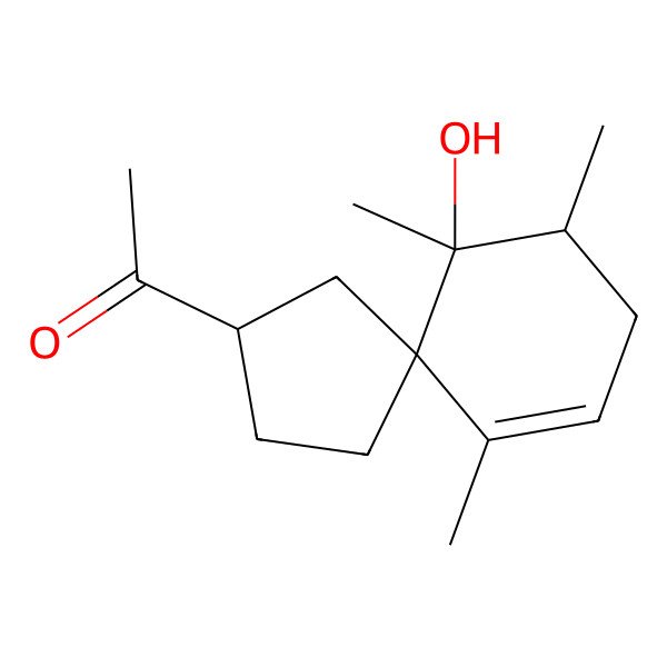 2D Structure of 1-[(3R,5S,9S,10R)-10-hydroxy-6,9,10-trimethylspiro[4.5]dec-6-en-3-yl]ethanone