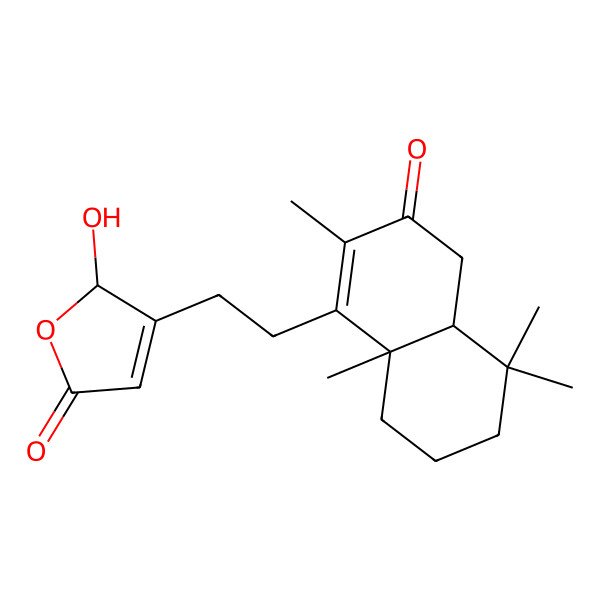 2D Structure of 3-[2-[(4aS,8aS)-2,5,5,8a-tetramethyl-3-oxo-4a,6,7,8-tetrahydro-4H-naphthalen-1-yl]ethyl]-2-hydroxy-2H-furan-5-one
