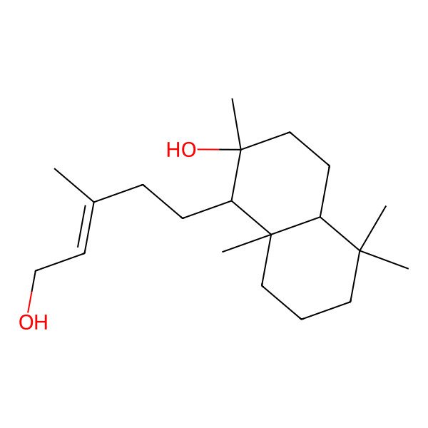 2D Structure of (1R,2S,4aS,8aS)-1-[(E)-5-hydroxy-3-methylpent-3-enyl]-2,5,5,8a-tetramethyl-3,4,4a,6,7,8-hexahydro-1H-naphthalen-2-ol