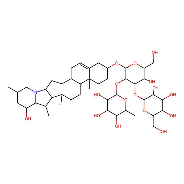 2D Structure of (2S,3R,4R,5R,6S)-2-[(2R,3R,4S,5S,6R)-5-hydroxy-6-(hydroxymethyl)-2-[[(1S,2S,7S,10R,11S,14S,15R,16S,17S,18S,20S,23S)-18-hydroxy-10,14,16,20-tetramethyl-22-azahexacyclo[12.10.0.02,11.05,10.015,23.017,22]tetracos-4-en-7-yl]oxy]-4-[(2S,3R,4S,5S,6R)-3,4,5-trihydroxy-6-(hydroxymethyl)oxan-2-yl]oxyoxan-3-yl]oxy-6-methyloxane-3,4,5-triol