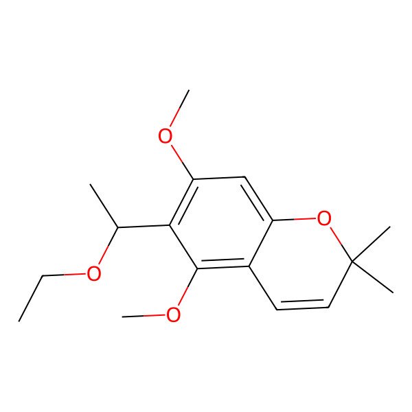 2D Structure of 6-(1-Ethoxyethyl)-5,7-dimethoxy-2,2-dimethylchromene