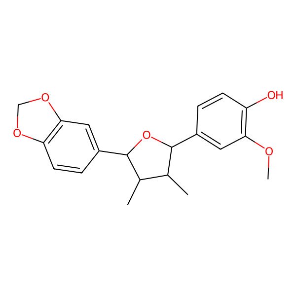 2D Structure of 4-[(2S,3S,4R,5R)-5-(1,3-benzodioxol-5-yl)-3,4-dimethyloxolan-2-yl]-2-methoxyphenol