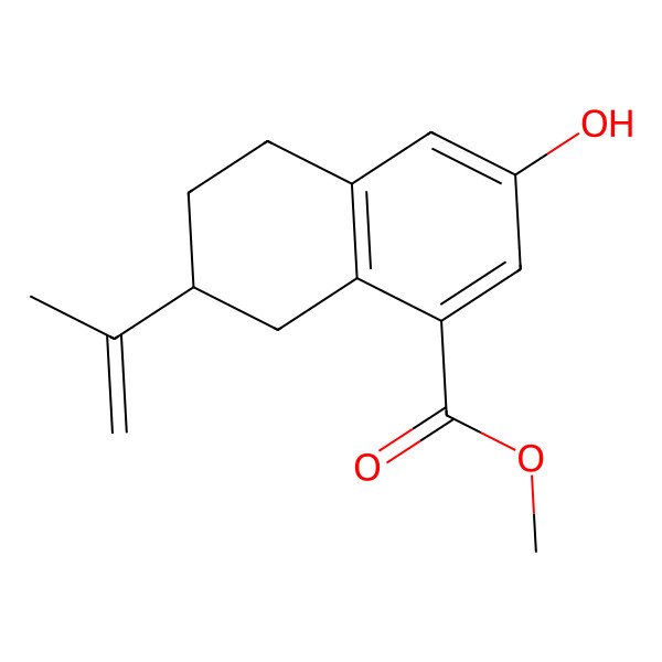 2D Structure of methyl (7R)-3-hydroxy-7-prop-1-en-2-yl-5,6,7,8-tetrahydronaphthalene-1-carboxylate