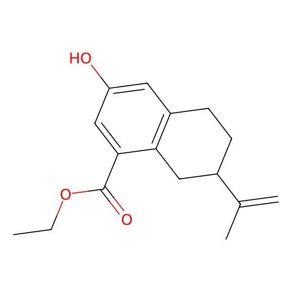 2D Structure of ethyl (7R)-3-hydroxy-7-prop-1-en-2-yl-5,6,7,8-tetrahydronaphthalene-1-carboxylate 2D Structure of ethyl (7R)-3-hydroxy-7-prop-1-en-2-yl-5,6,7,8-tetrahydronaphthalene-1-carboxylate
